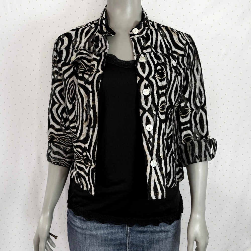 Subversive Basic Zebra Sheer Burnout Jacket Ruby‎ Rd Womens 8P Earthcore Indie